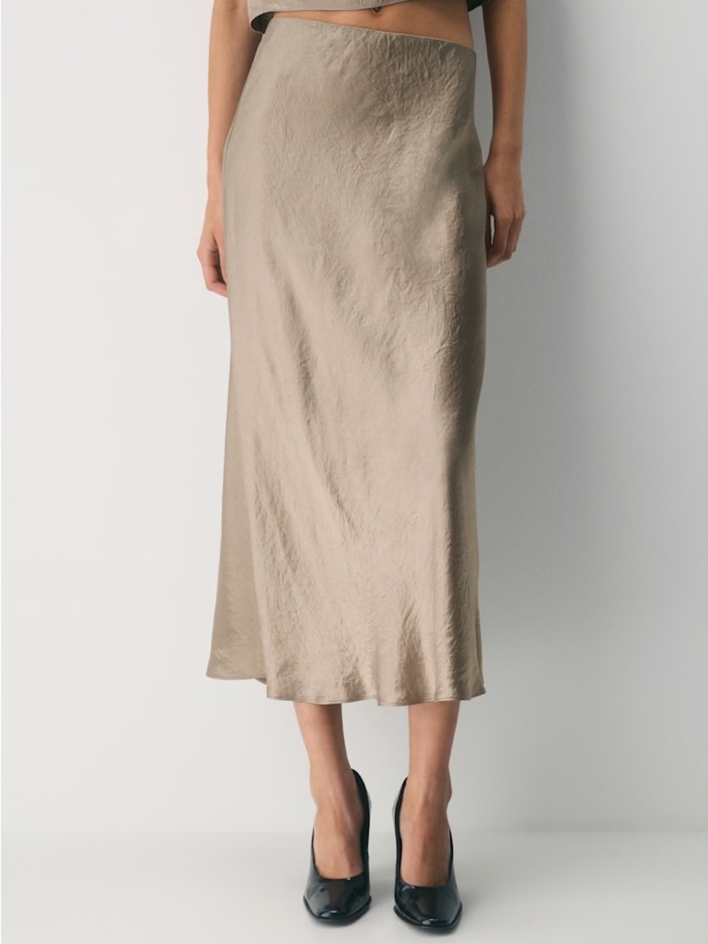 Aritzia Babaton Satin Slip Skirt Nomad Taupe - 0 - Picture 3 of 9